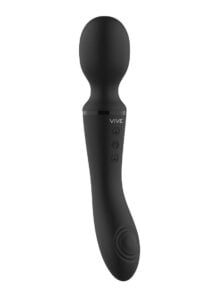 Vive Enora Rechargeable Silicone Double End Pulse Wave Wand and Vibrator - Black