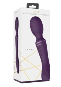 Vive Enora Rechargeable Silicone Double End Pulse Wave Wand and Vibrator - Purple
