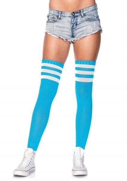 Leg Avenue Athlete Thigh Hi with 3 Stripe Top - O/S - Blue