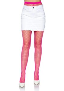 Leg Avenue Spandex Industrial Net Tights - O/S - Neon Pink