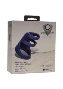 Viceroy Silicone Rechargeable Triple Cock Cage - Blue