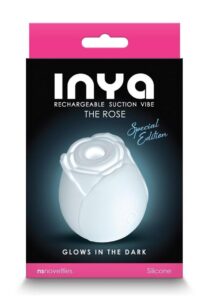 Inya The Rose Silicone Rechargeable Glow in the Dark Clitoral Stimulator - White