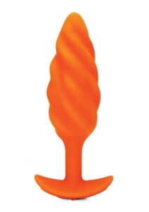 B-Vibe Swirl Textured Rechargeable Silicone Anal Plug - Orange