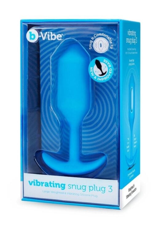 B-Vibe Vibrating Snug Plug Rechargeable Silicone Anal Plug - Large - Blue