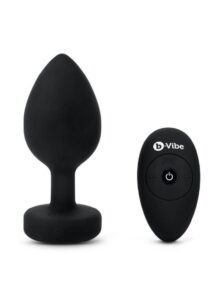 B-Vibe Vibrating Jewel Plug Rechargeable Silicone Anal Plug with Remote - XXLarge - Black