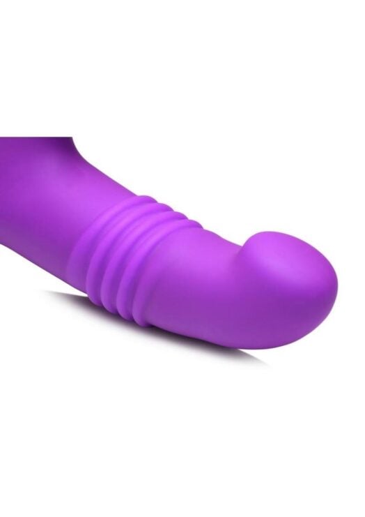 Gossip Blasters 10X Rechargeable Silicone Thrusting Rabbit Vibrator - Violet