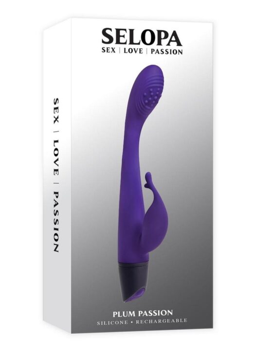 Selopa Plum Passion Rechargeable Silicone Vibrator with Clitoral Stimulator - Purple