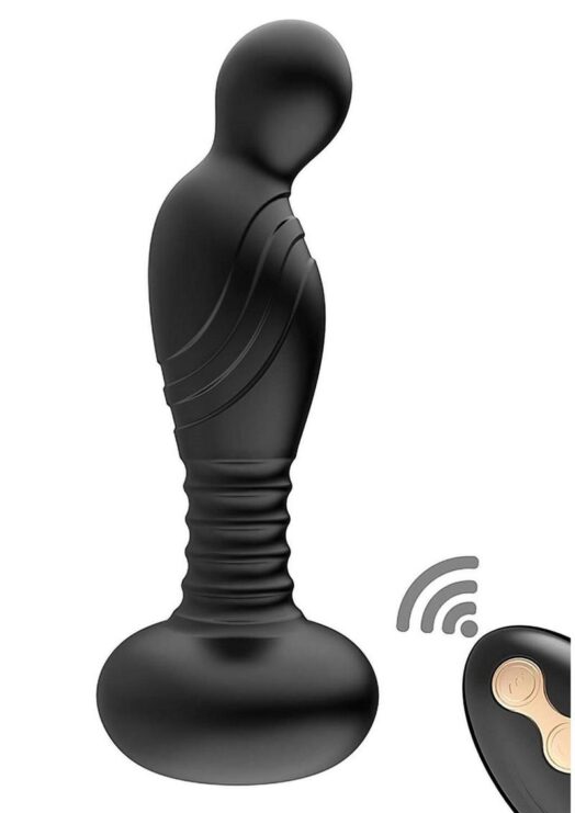 Ass-Sation Remote Vibrating Rechargeable Silicone P-Spot Plug - Black