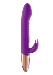 Goddess Thrusting Delight Rechargeable Silicone Dual Stimulating Vibrator - Purple
