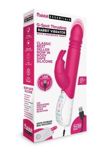 Rabbit Essentials Silicone Rechargeable G-Spot Thrusting Rabbit Vibrator - Hot Pink
