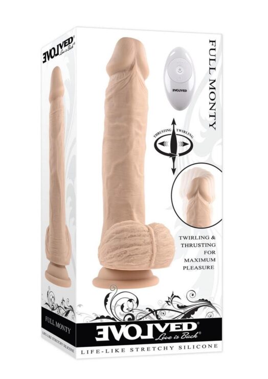 Full Monty Silicone Rechargeable Realistic Dildo with Remote 9in - Vanilla