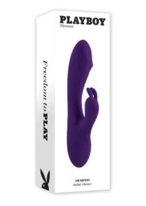Playboy On Repeat Rechargeable Silicone Rabbit Vibrator - Purple