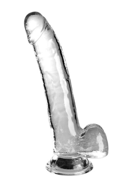 King Cock Clear Dildo with Balls 9in - Clear