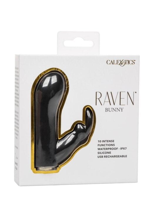 Raven Bunny Rechargeable Silicone Rabbit Vibrator - Black