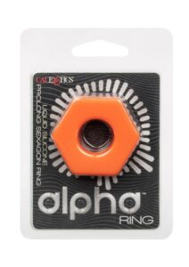 Alpha Liquid Silicone Prolong Sexagon Cock Ring - Orange