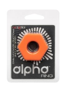 Alpha Liquid Silicone Prolong Sexagon Cock Ring - Orange