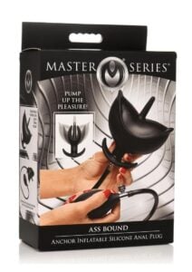 Master Series Ass Bound Anchor Inflatable Silicone Anal Plug - Black