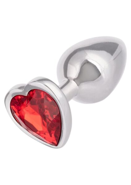 Jewel Ruby Heart Aluminum Anal Plug - Small - Red