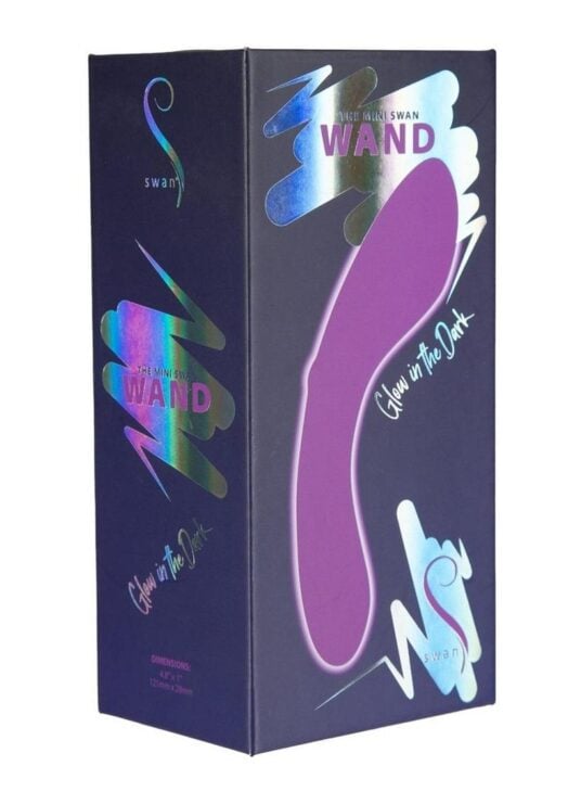 Swan Mini Swan Wand Rechargeable Silicone Glow in the Dark Massager - Purple