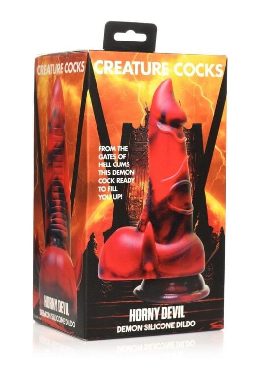 Creature Cocks Horny Devil Demon Silicone Dildo - Red/Black