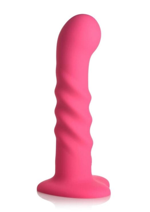 Simply Sweet 21X Vibrating Ribbed Rechargeable Silicone Dildo with Remote - Pink