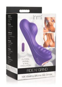 Inmi Ride N` Grind 10X Vibrating Rechargeable Silicone Grinding Clitoral Stimulator with Remote Control - Purple