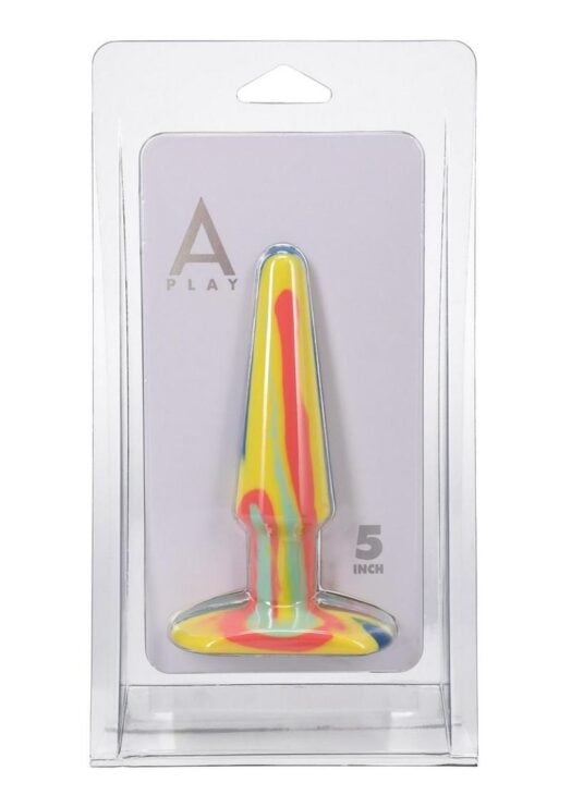 A-Play Groovy Silicone Anal Plug 5in - Orange/Teal