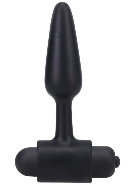 In a Bag Silicone Vibrating Butt Plug 3in - Black