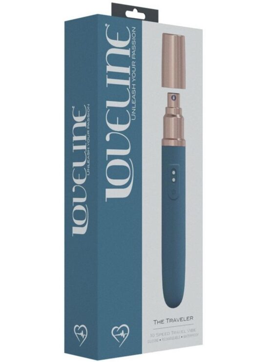 LoveLine The Traveler Rechargeable 10 Speed Travel Vibrator - Blue