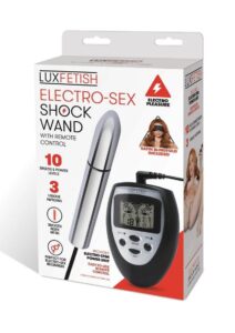 Lux Fetish Electro Sex Shock Wand with Remote Control - Silver/Black