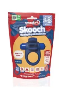 4B Skooch Vibrating Cock Ring with Clitoral Stimulator - Blueberry