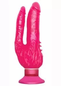 Wall Bangers Double Penetrator Vibrating Dildo 9in - Pink