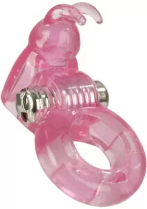 Basic Essentials Bunny Enhancer Vibrating Cock Ring with Clitoral Stimulation - Pink
