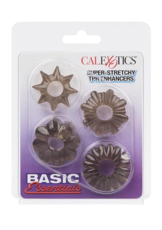 Basic Essentials Super Stretchy Enhancer Cock Rings - Smoke