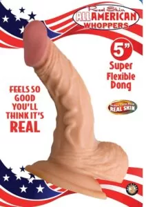 Real Skin All American Whoppers Dildo with Balls 5in - Vanilla