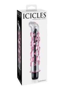 Icicles No 19 Textured Glass G-Spot Vibrator - Clear/Pink