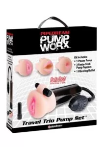 Pump Worx Travel Trio 9 Piece Penis Pump and Pleasure Sleeve Set - Black and Vanilla