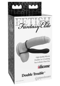Fetish Fantasy Elite Double Trouble Silicone Male Strap-On Dildo Waterproof 6in - Black