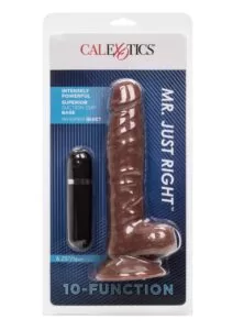 Mr Just Right Vibrating Dildo with Bullet 6.25in - Chocolate