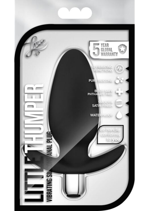 Luxe Little Thumper Silicone Butt Plug- Black