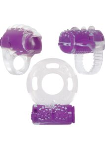 Ring True Cock Ring Set - Clear and Purple