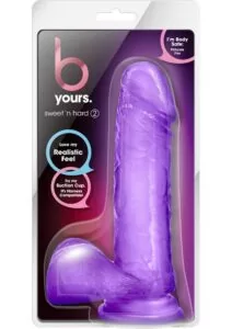 B Yours Sweet N` Hard 2 Dildo with Balls 7.75in - Purple