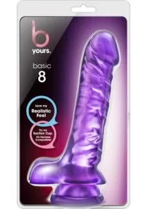 B Yours Basic 8 Dildo with Balls 9in - Purple