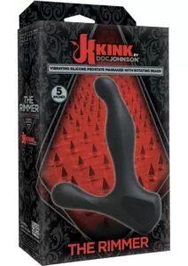 Kink Ultimate Rim Job Rechargeable Silicone Vibrating Prostate Massager with Rotating Ridges - Black