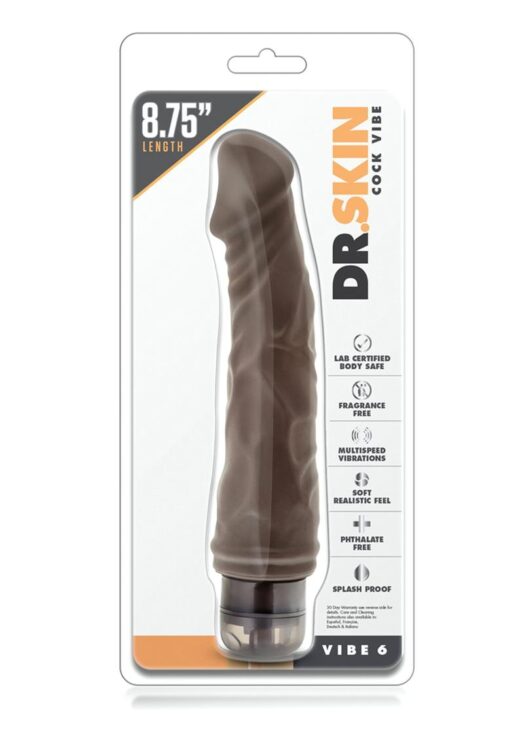 Dr. Skin Cock Vibe 6 Vibrating Dildo 8.75in - Chocolate