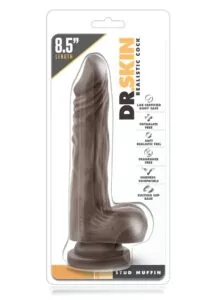Dr. Skin Stud Muffin Dildo with Balls 8.5in - Chocolate