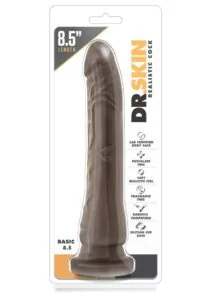 Dr. Skin Realistic Cock Basic 8.5 Dildo 8.5in - Chocolate