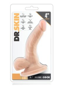 Dr. Skin Mini Dildo with Balls and Suction Cup 4in - Vanilla