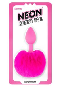 Neon Bunny Tail SIlicone Anal Plug - Pink