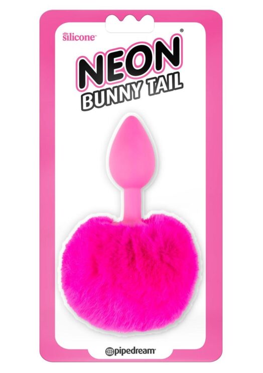 Neon Bunny Tail SIlicone Anal Plug - Pink